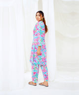Aqua Bloom - Printed Lawn (PRET) - Stitched 2 Piece