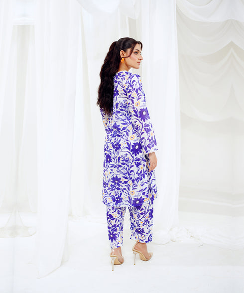 Blue Lavender Dream - Printed Lawn (PRET) - Stitched 2 Piece