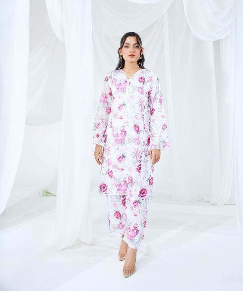 Rosy Oasis - Printed Lawn (PRET) - Stitched 2 Piece
