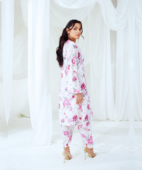 Rosy Oasis - Printed Lawn (PRET) - Stitched 2 Piece